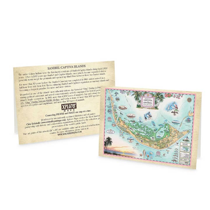 Captiva & Sanibel Islands Map Notecard - Blank for wholesale by XPLORER MAPS