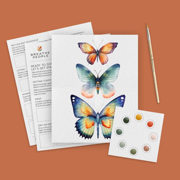 All-In-One Beginner Watercolor Kit - Butterflies for wholesale by Breathe People