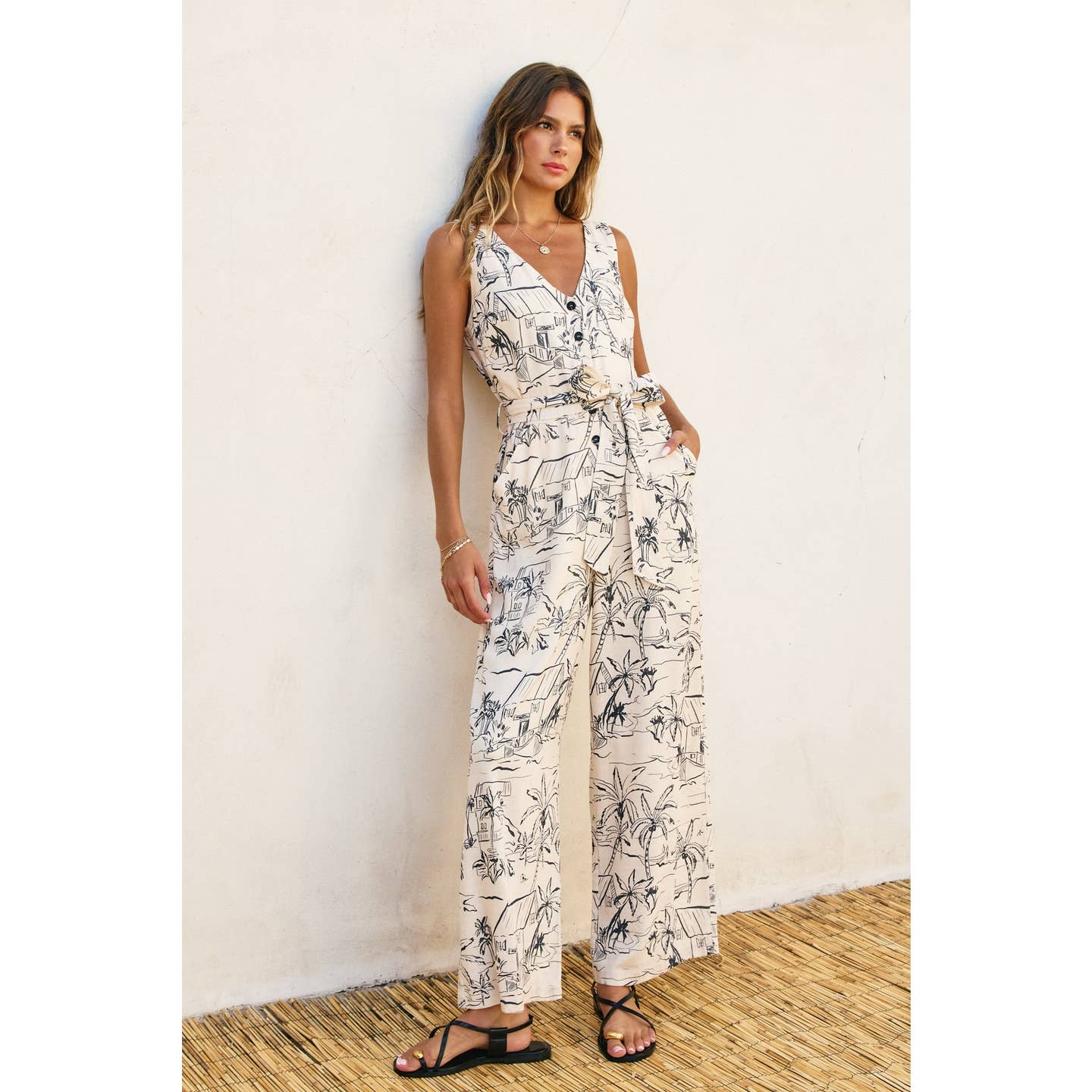 Wholesale Sail Away With Me Button Down Sash Belt Jumpsuit for your ...