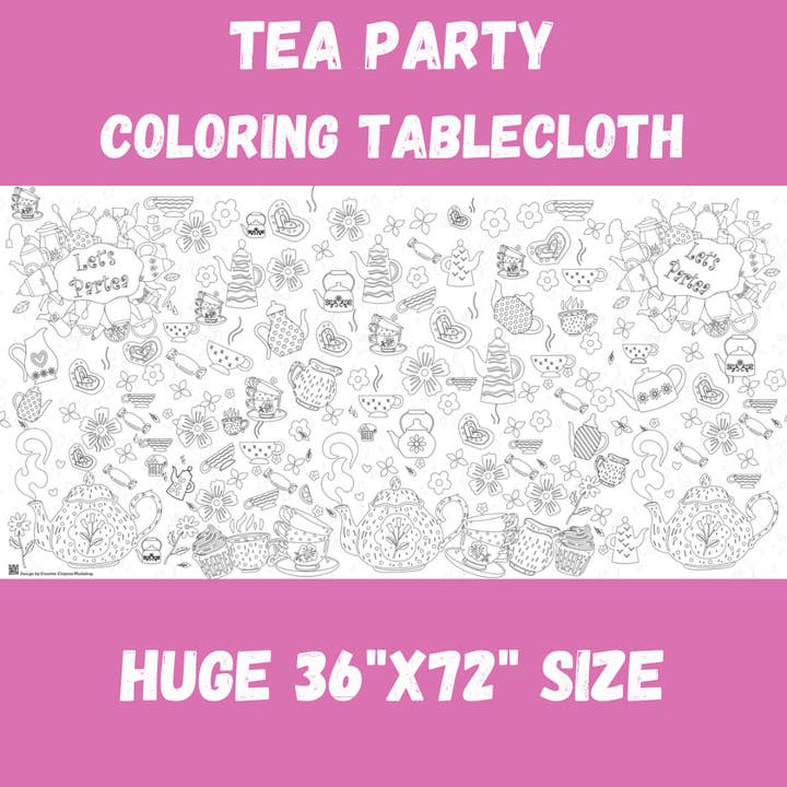 Creative Crayons Workshop - Wholesale Coloring Tablecloth - Kids & Baby - Tea Party Coloring Poster | High Tea Themed Shower Decor
