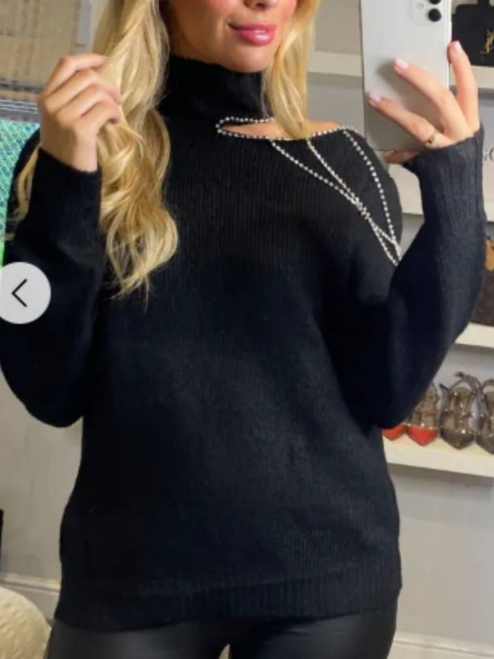 CY FASHION. LONDON - Wholesale Pullover-trui - Dames - Trui met open schouders en kettendetail0