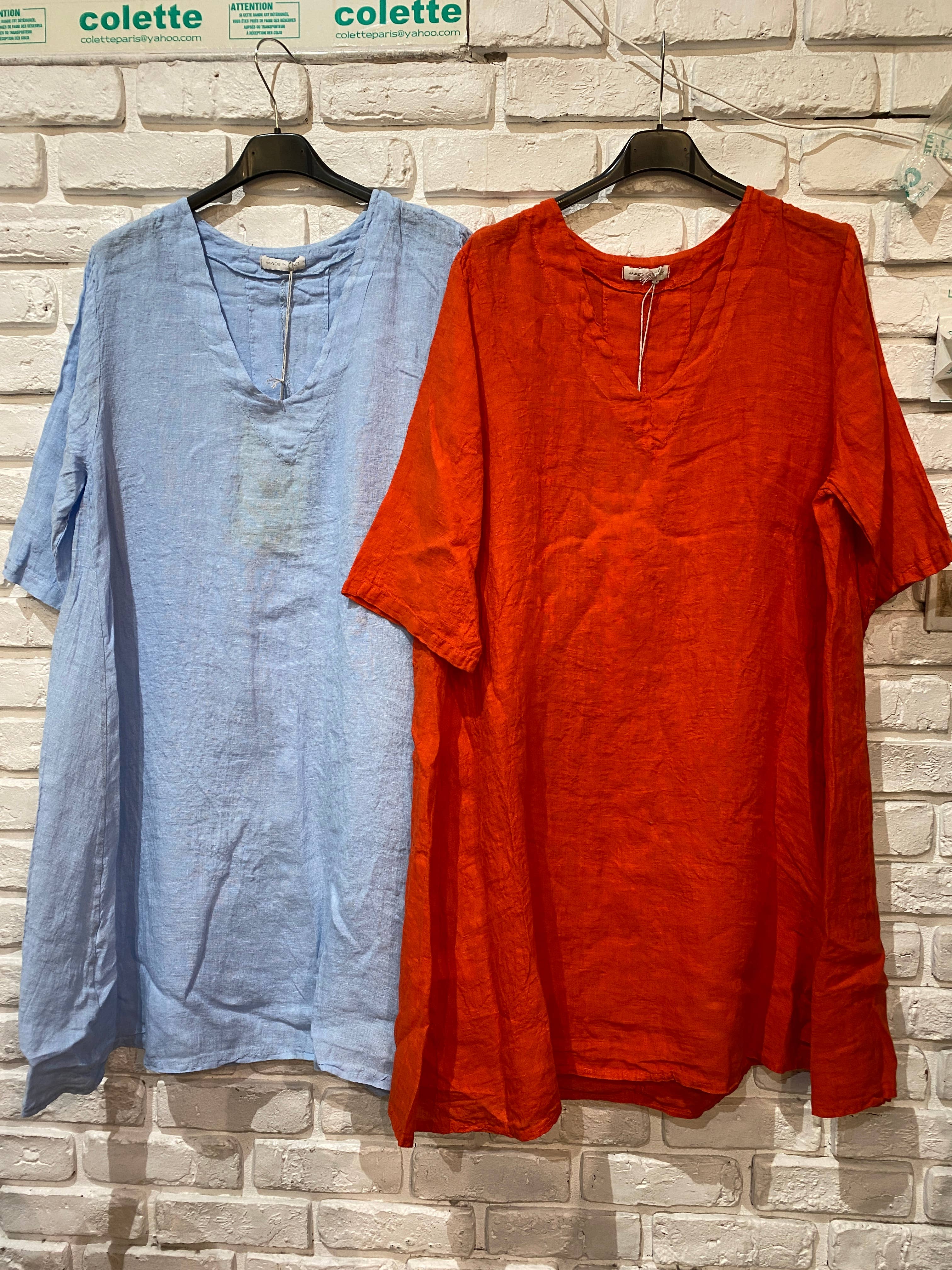 la maison des fibres naturelles – Engroshandel Kjole - Dame – V-hals kjole i hør 10605 100%LINEN6