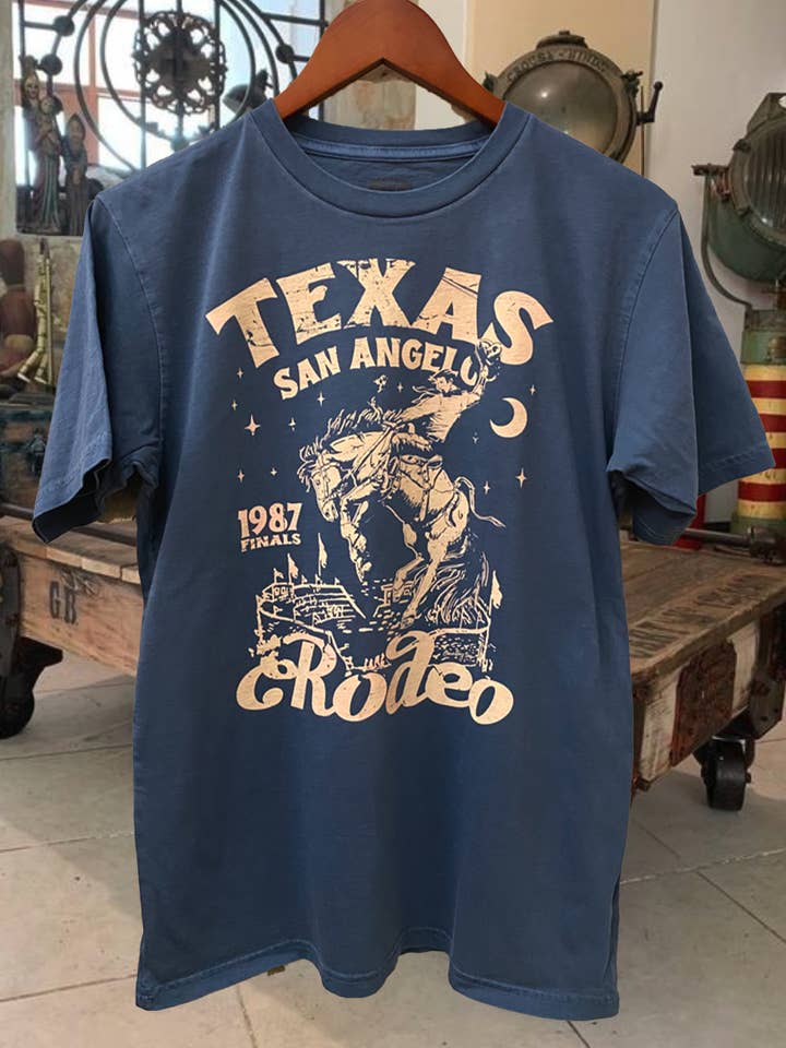 T-shirt unisexe décontracté vintage des finales du rodéo de San Angelo pour la vente par Country Deep Apparel