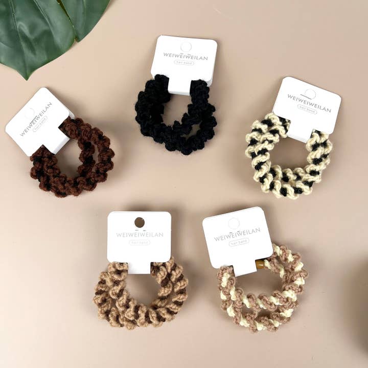 SoapElenGlen – wholesale Hair tie – 2Pcs Set plush two-color wool high elastic hair ties5