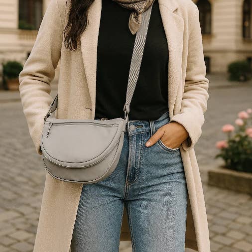 Hailey's Large Crescent Shaped Festival Nylon Bag for wholesale by AMPERE CREATIONS