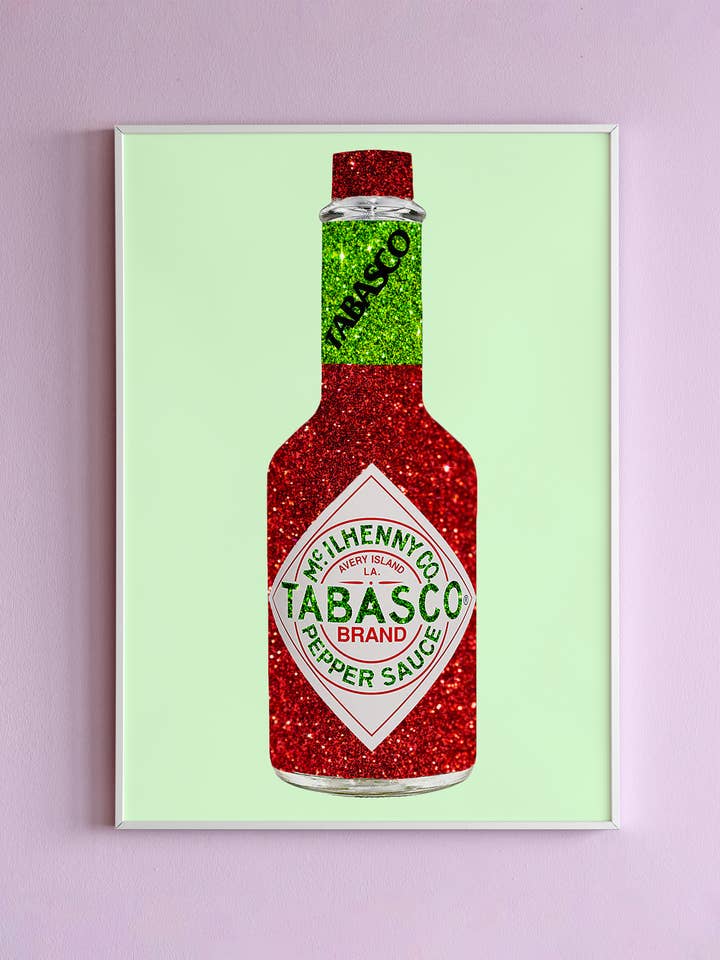 Stampa murale con motivo salsa Tabasco per la vendita all'ingrosso da parte di Printed Weird