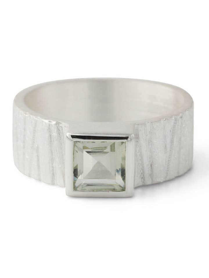 Anello in argento con prasiolite 6x6 mm per la vendita all'ingrosso da parte di Campur GmbH