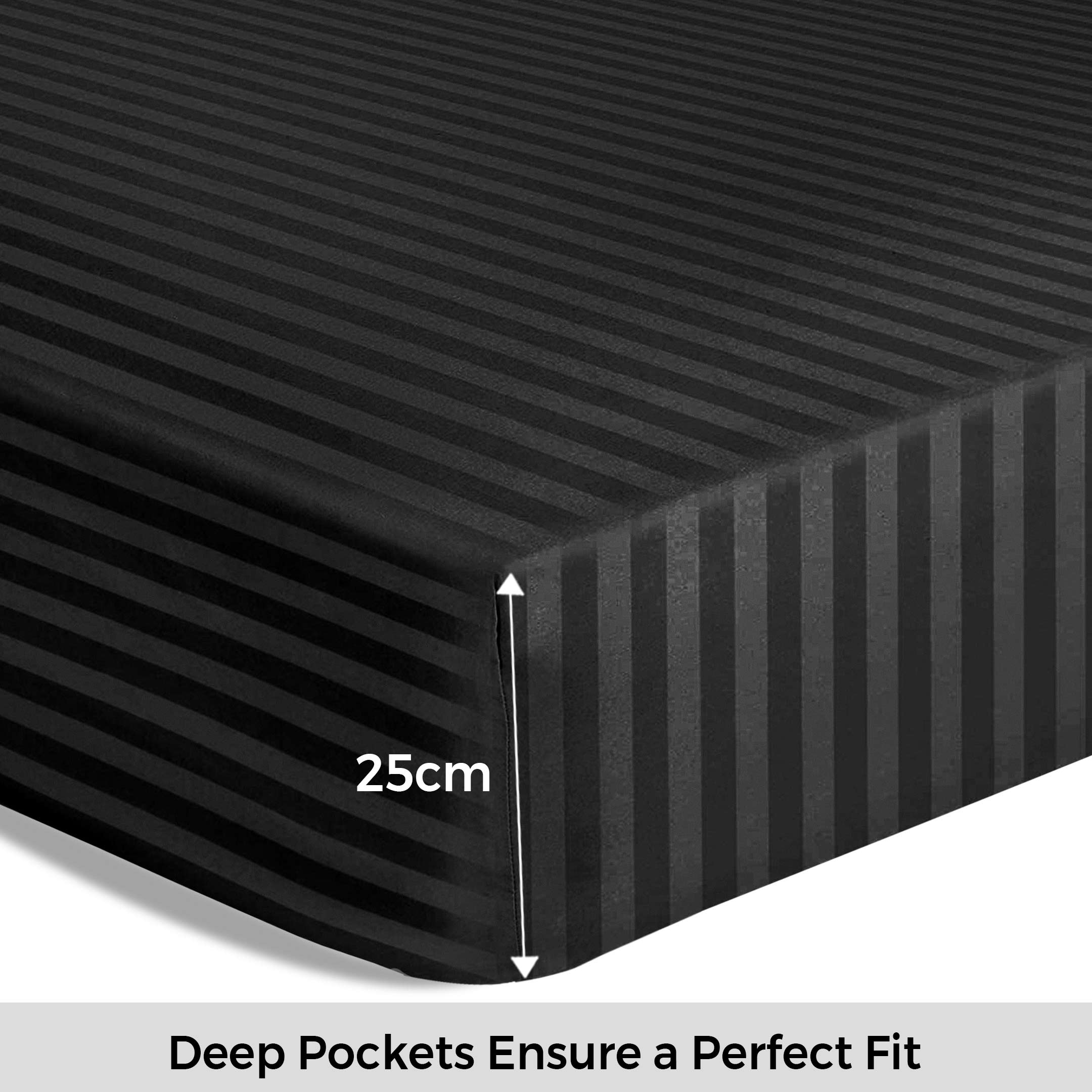 Cotton Passion - Wholesale Fitted Sheet - Satin Stripe Deep Pocket Fitted Sheets Deep Up to 25cm43