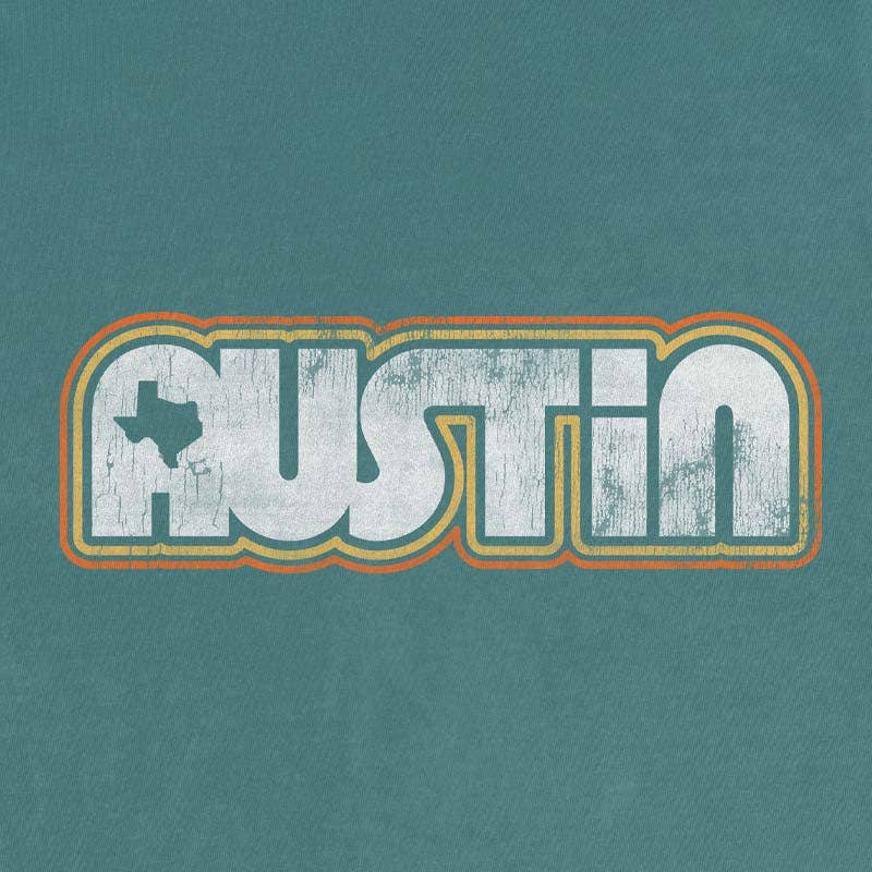 Gusto Graphic Tees - Wholesale Screen Printed T-Shirt - Unisex - Retro Austin T-shirt | Comfort Colors 1717 | Austin TX1