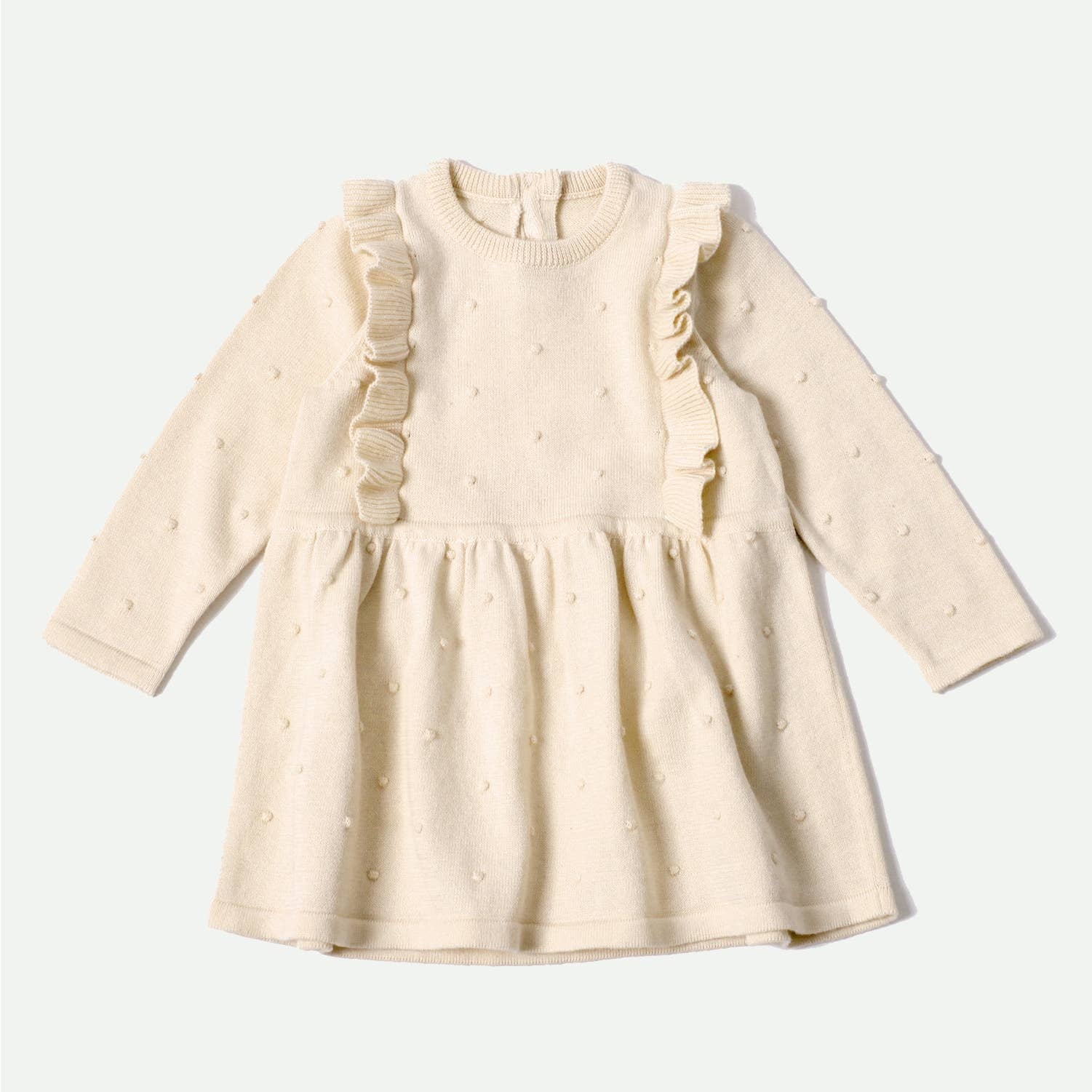 Viverano Organics - Wholesale Dress - Baby - Milan Ruffle Bobble Baby Sweater Knit Dress (Organic Cotton)3