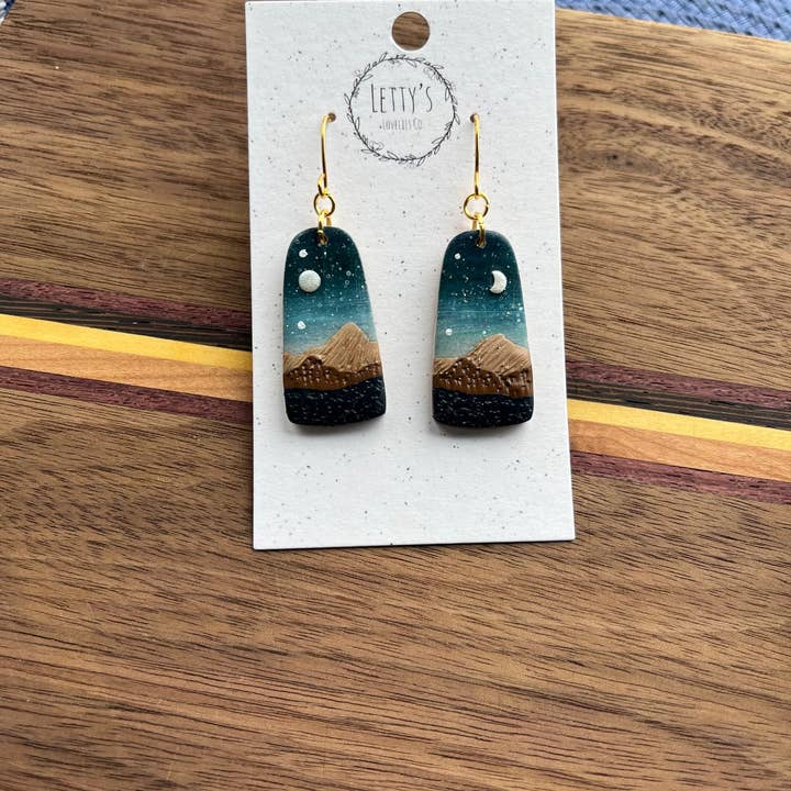 Mountain Scape Rounded Rectangle Earrings for wholesale by Letty’s Lovelies Co