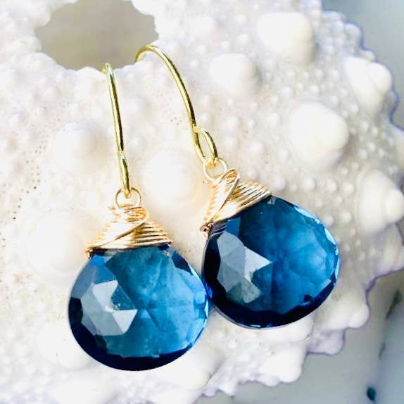 Gorgeous Topaz Blue Gemstone Dangle Earrings for wholesale by Treehouse Jewelry Hawaii
