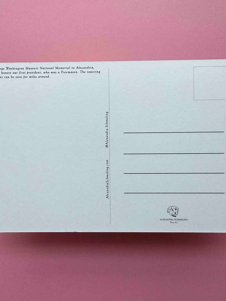 GW Masonic Memorial Postcard – Alexandria VA Landmark for wholesale by Alexandra Schmeling Fine Art