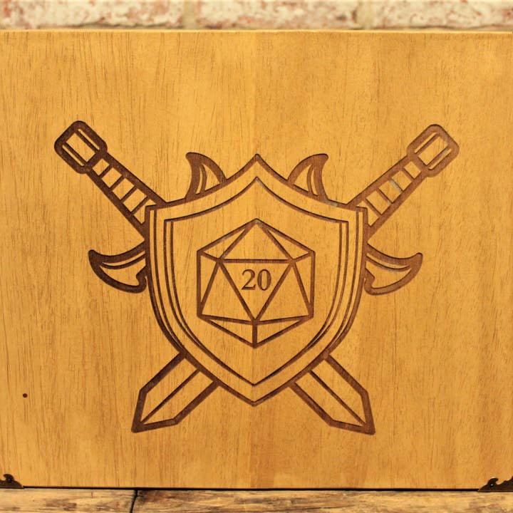 Fandomonium - Wholesale Board Game - Wooden Dungeon Master Screen - D20 Sigil Design