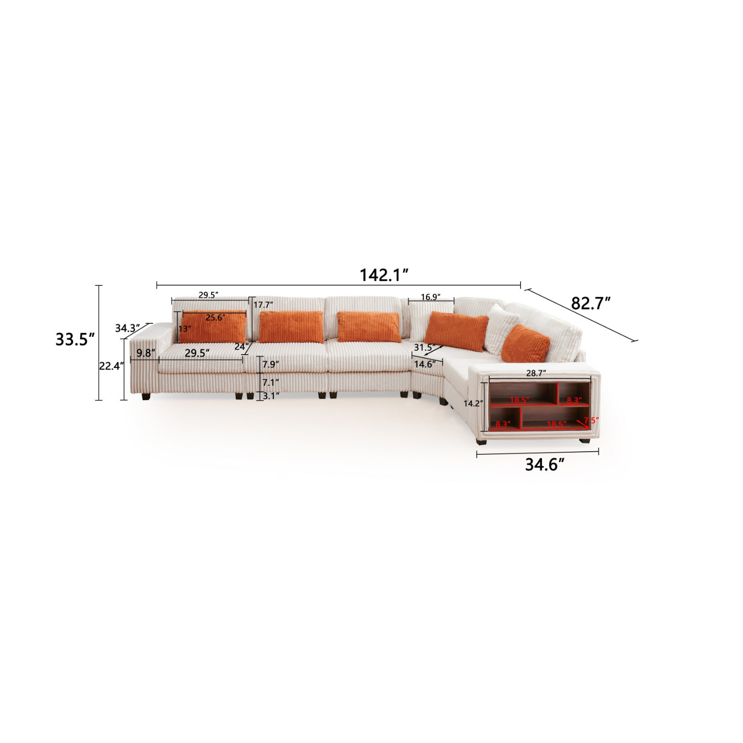 HOMYCASA DESIGN INC - Wholesale Sofa - L-Shaped Beige Sectional Sofa 3/5 Seats & ArmrestWoodenFrame2
