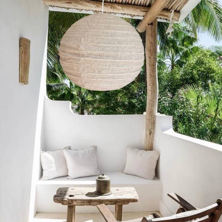 Beige Linen Light Shade Rund Natural 60cm for wholesale on Faire7