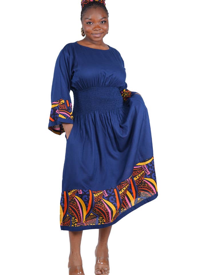 African Trim Midi Dress for wholesale by Satsuma Wholesale