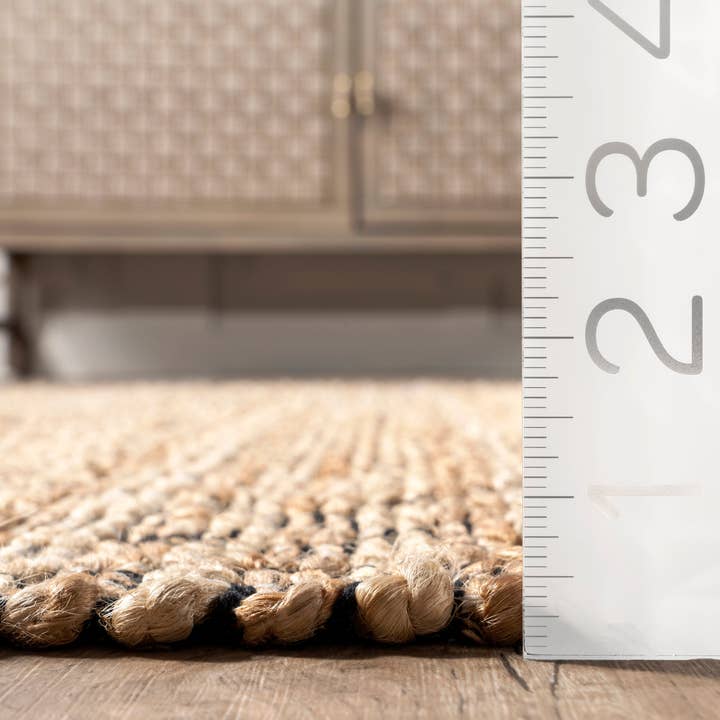 Natural Gillie Casual Striped Jute Blend Area Rug for wholesale on Faire