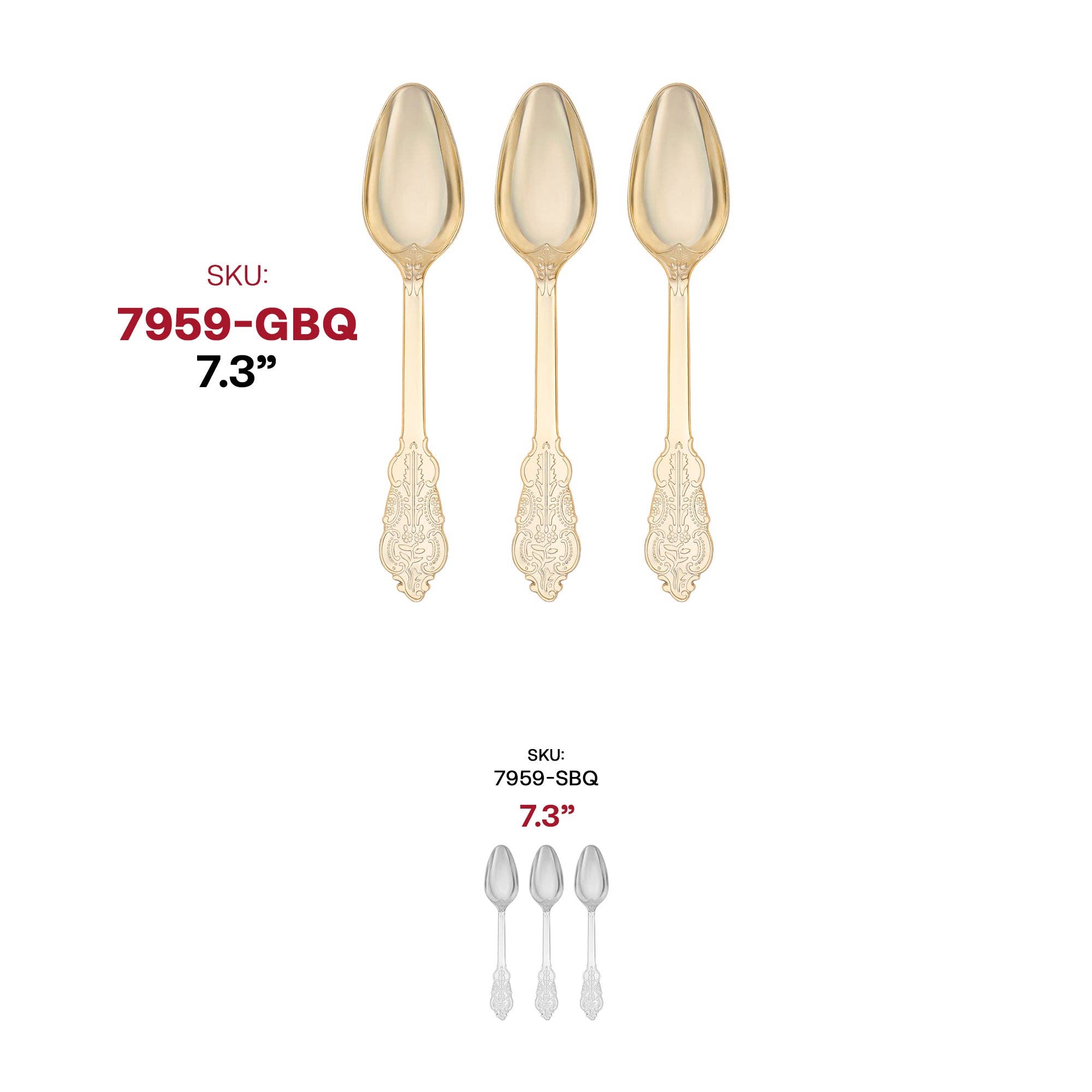 Smarty had a Party - Wholesale Table Spoon (Cutlery) - Shiny Baroque Gold Plastic Spoons - 600 pcs5
