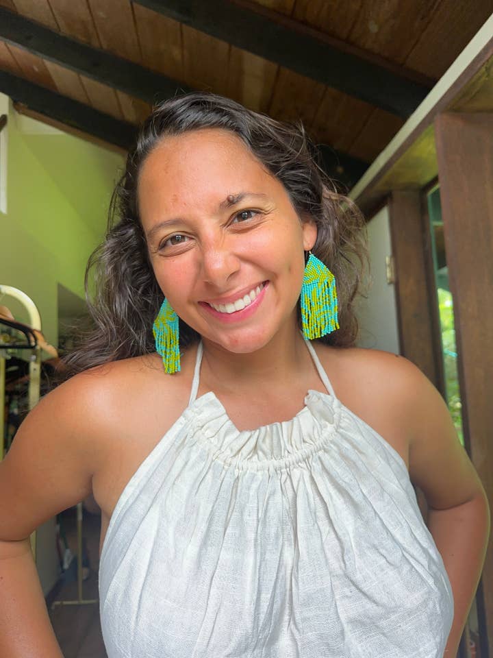 Tropical fern earrings for wholesale by Con Cariño Design