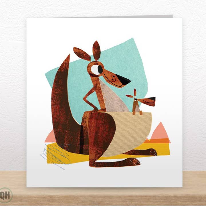 Kangaroo & Joey - Illustrated Art Card By Paul Delaney for wholesale by Quitting Hollywood
