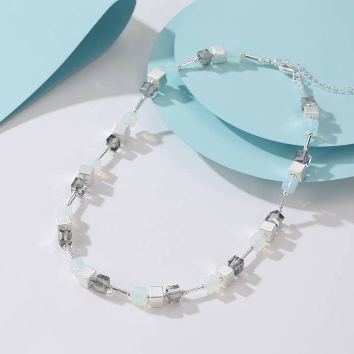 White Semi-precisous Stones Floating Necklace N602642S for wholesale by Gracee Jewellery