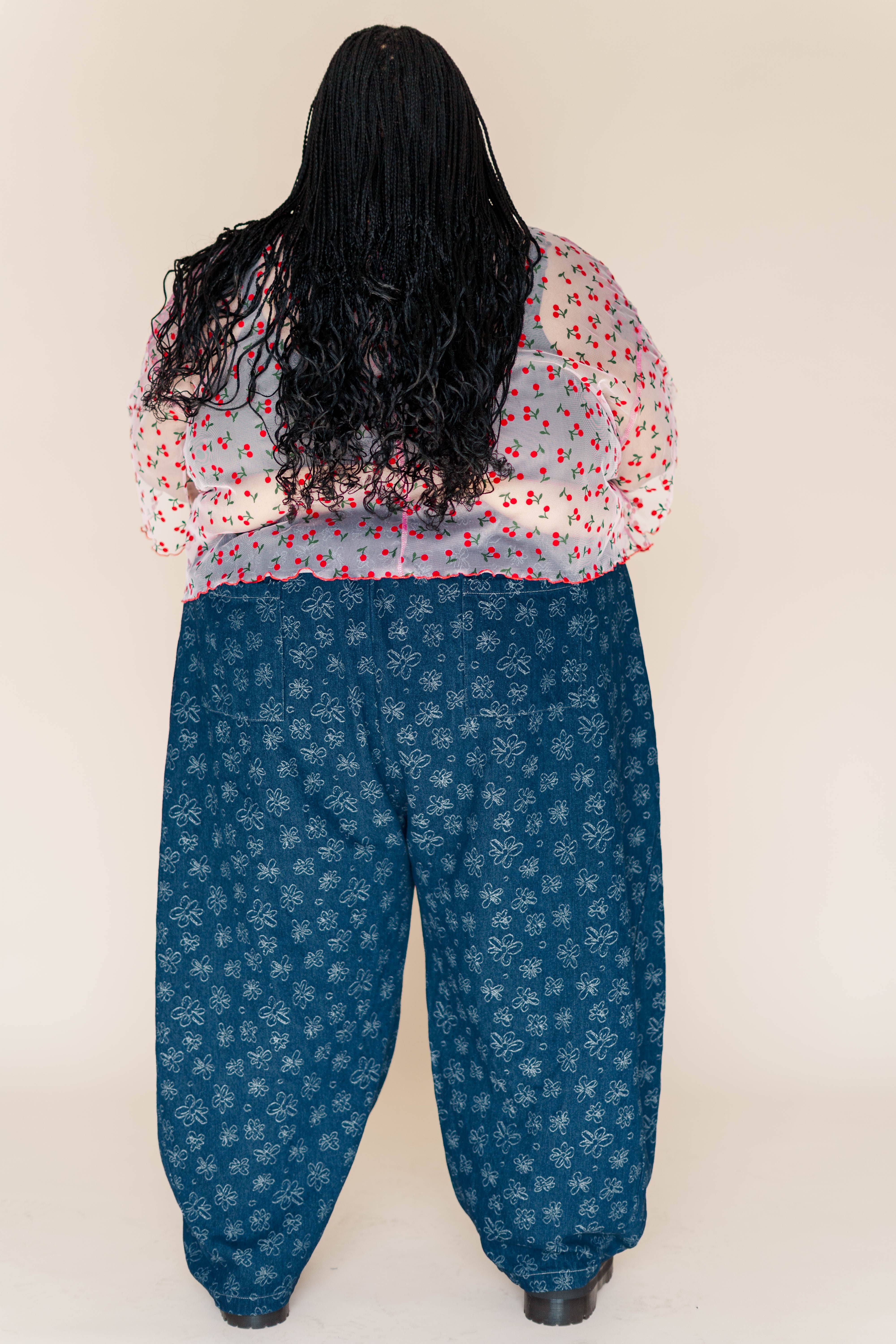 Nettle Studios - Wholesale Pants - Unisex - Size Inclusive Gender Neutral Dark Daisy Denim Balloon Pant3