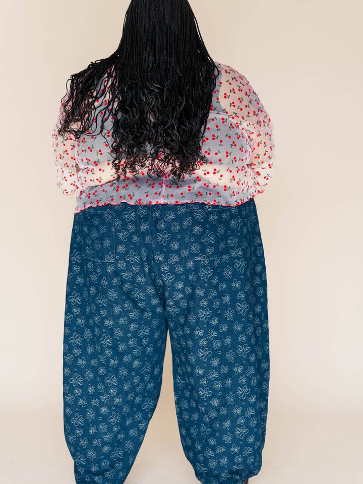 Nettle Studios - Wholesale Pants - Unisex - Size Inclusive Gender Neutral Dark Daisy Denim Balloon Pant3