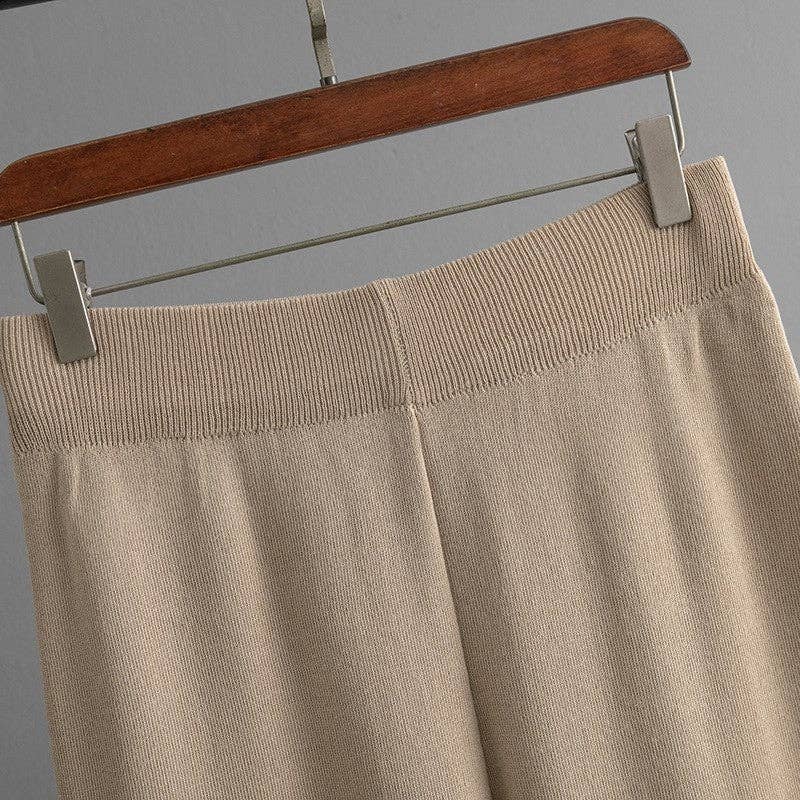 Sheer Trend – Engroshandel Loungesæt - Dame – Strikket todelt sæt med farveblok, stribemønster og delt kant5