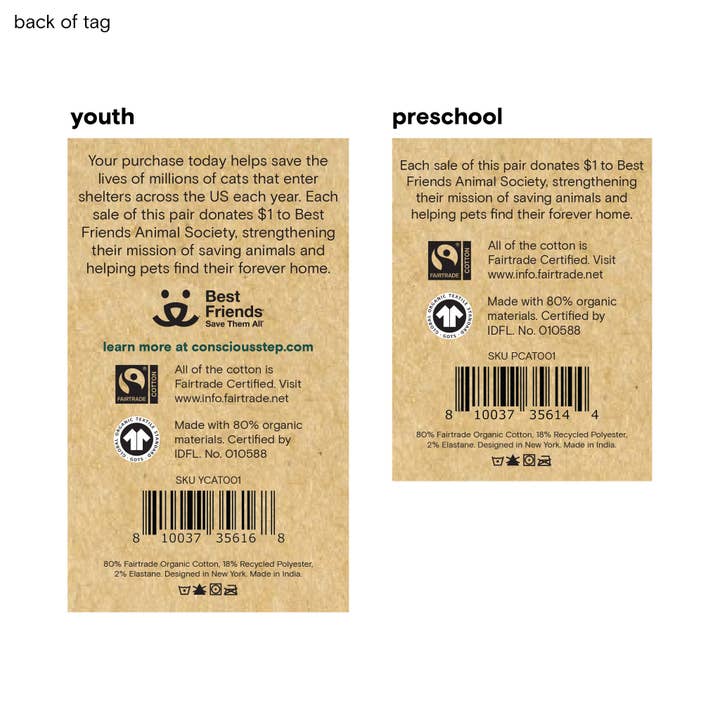 Conscious Step - Wholesale Socks - Kids - Kids Socks that Save Cats (Beige Cats)