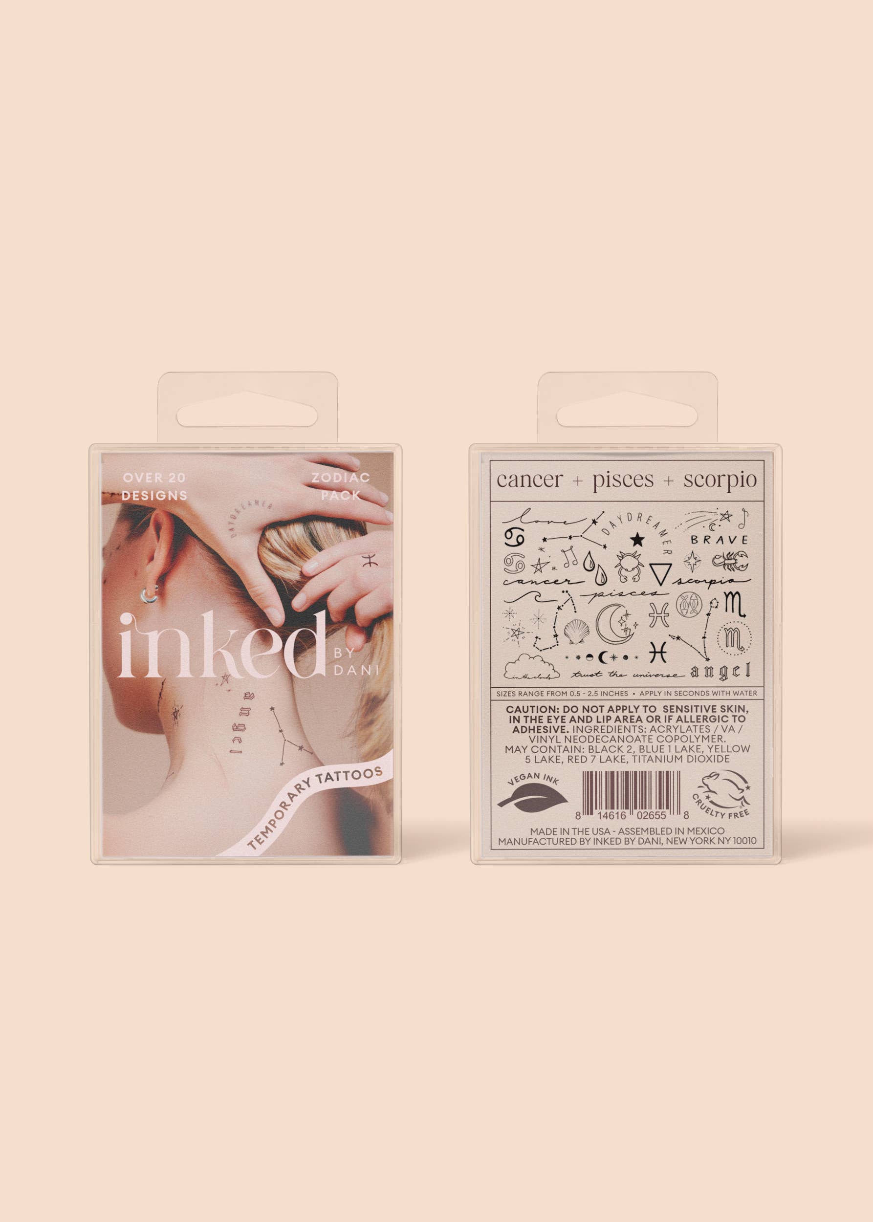 INKED by Dani – Tatuagem temporária por atacado – Coleção Zodiac: Pacote de tatuagem temporária de signos de água9