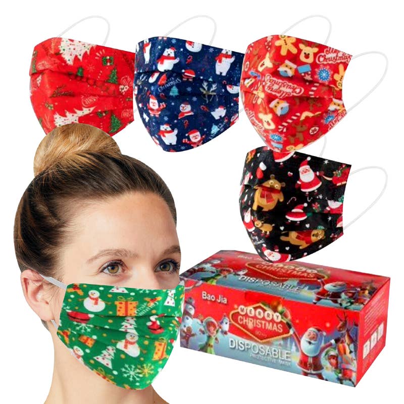 Deluxe Import Trading - Wholesale Protective Face Mask/Shield - Christmas Design 3-ply mask 50/box0