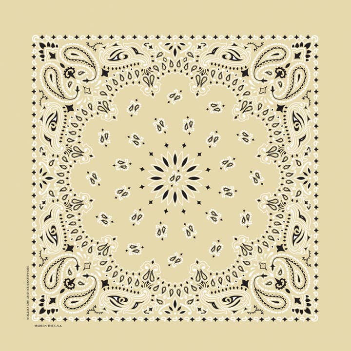 Bandanna - 22" MADE IN USA - Beige Paisley for wholesale by The Bandanna Company