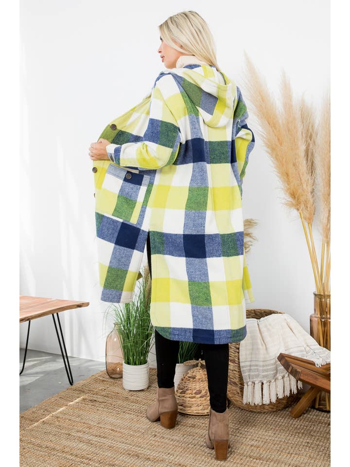 26 International - Wholesale Shirt Jacket/Shacket - Women's - Women's Plaid Oversized Duster Shacket with Pockets3