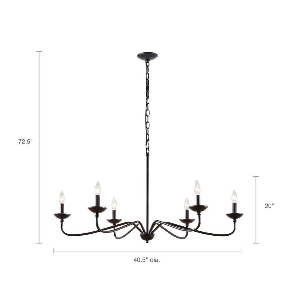Olliix - Wholesale Chandelier/Hanging Light - 6-Light Matte Black Farmhouse Industrial Chandelier6