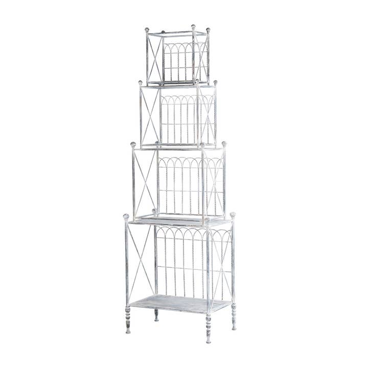 25.5x17x80.5" French Country 4-Tier Iron Shelf for wholesale by A&B Home Group Inc.