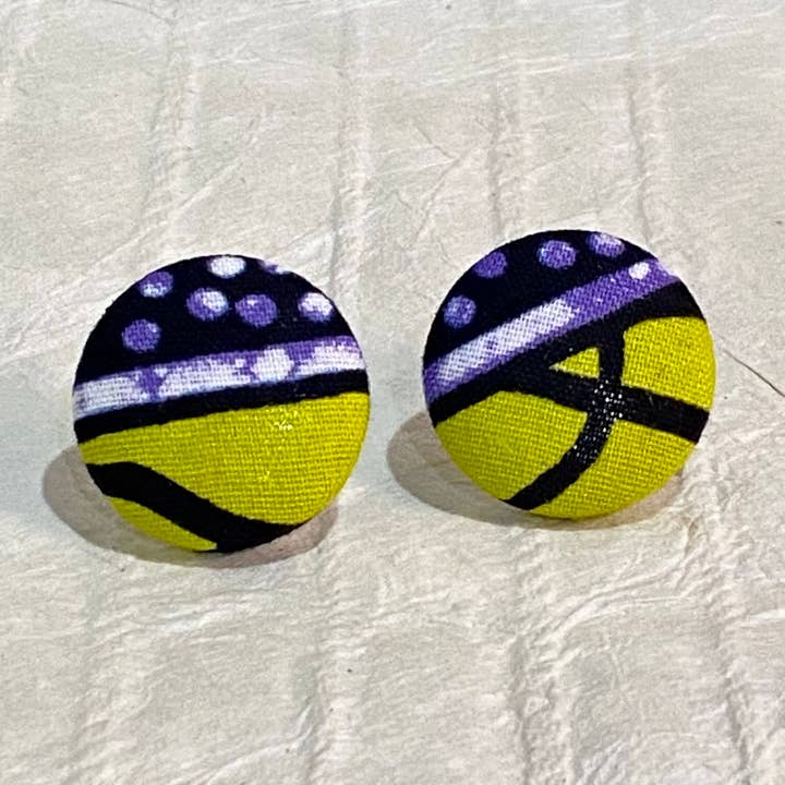 Stud Earrings - Atiya Ankara Wax Print Fabric for wholesale by A New Day, A New Dawn NYC, LLC.