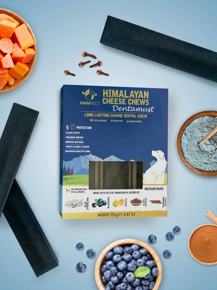 Pawfect Dentamust Bars Blueberry Medium 195 gr. voor wholesale door Finest Petfoods