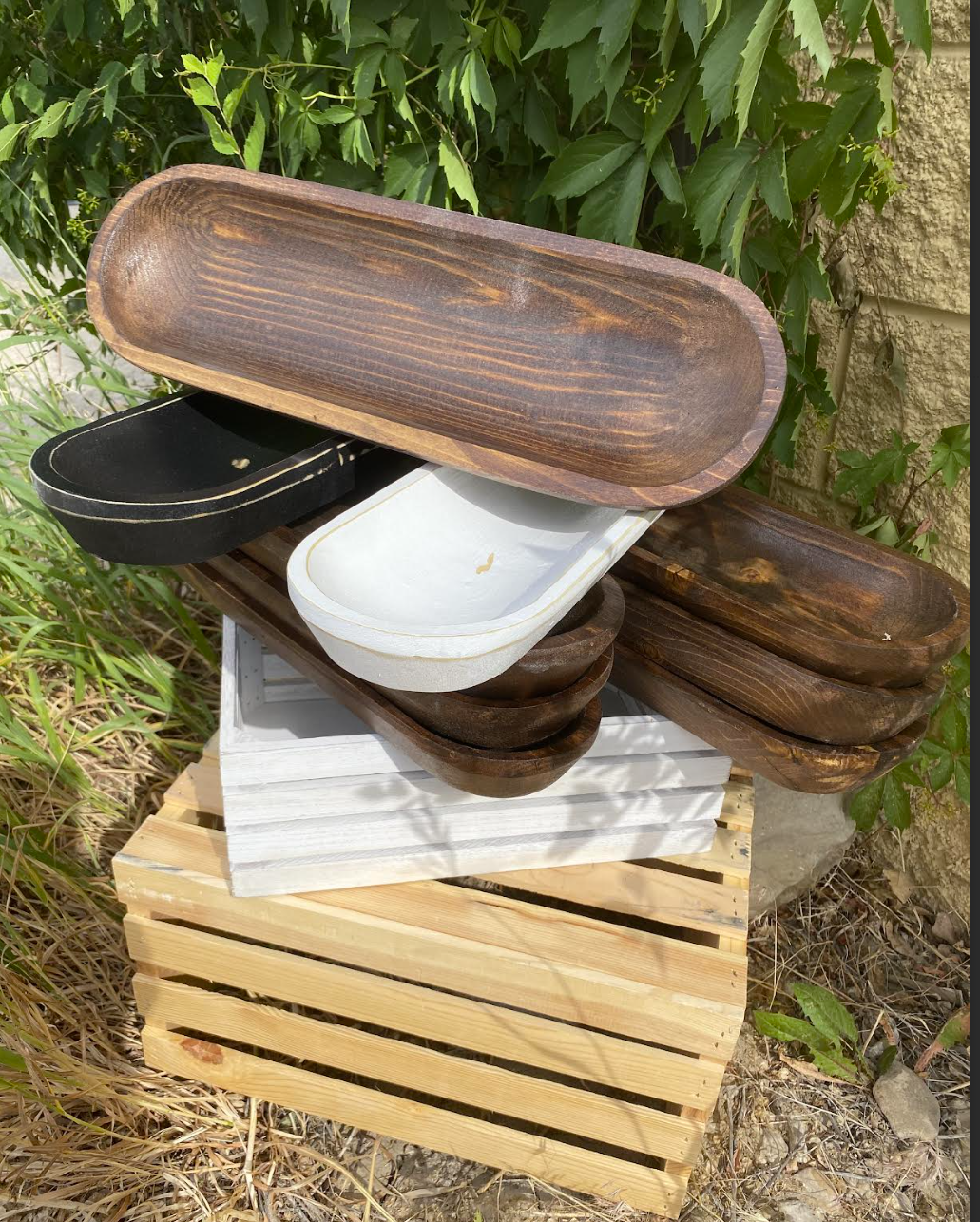 Wood Bowl Candle Supply - Wholesale Candle Holder - 6-Wick Rustic Farmhouse Safe Candle Ready Long Wood Bowl2