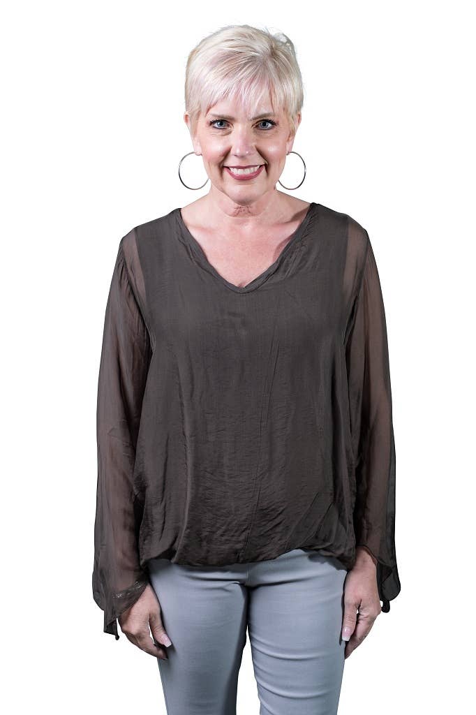 TINA Stephens Italy/Tees By Tina - Wholesale Blouse - Women's - Tiffany Silk Butterfly Bottom Open Wrist (BLS218)7