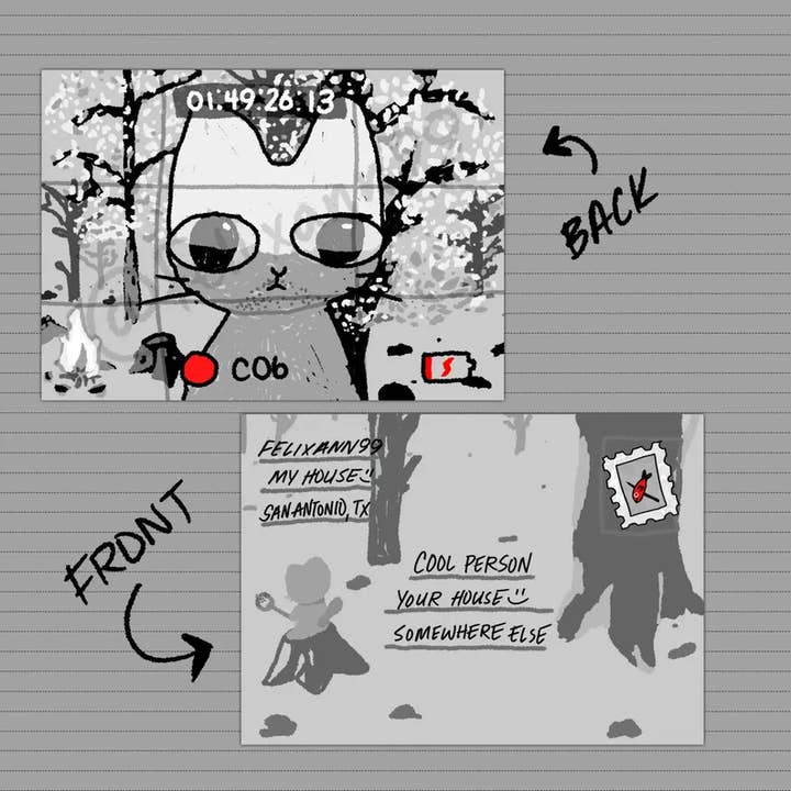 felixann99 - Wholesale Postcard - Silly Cat Postcard/ Print: Black and White Original Artwork4