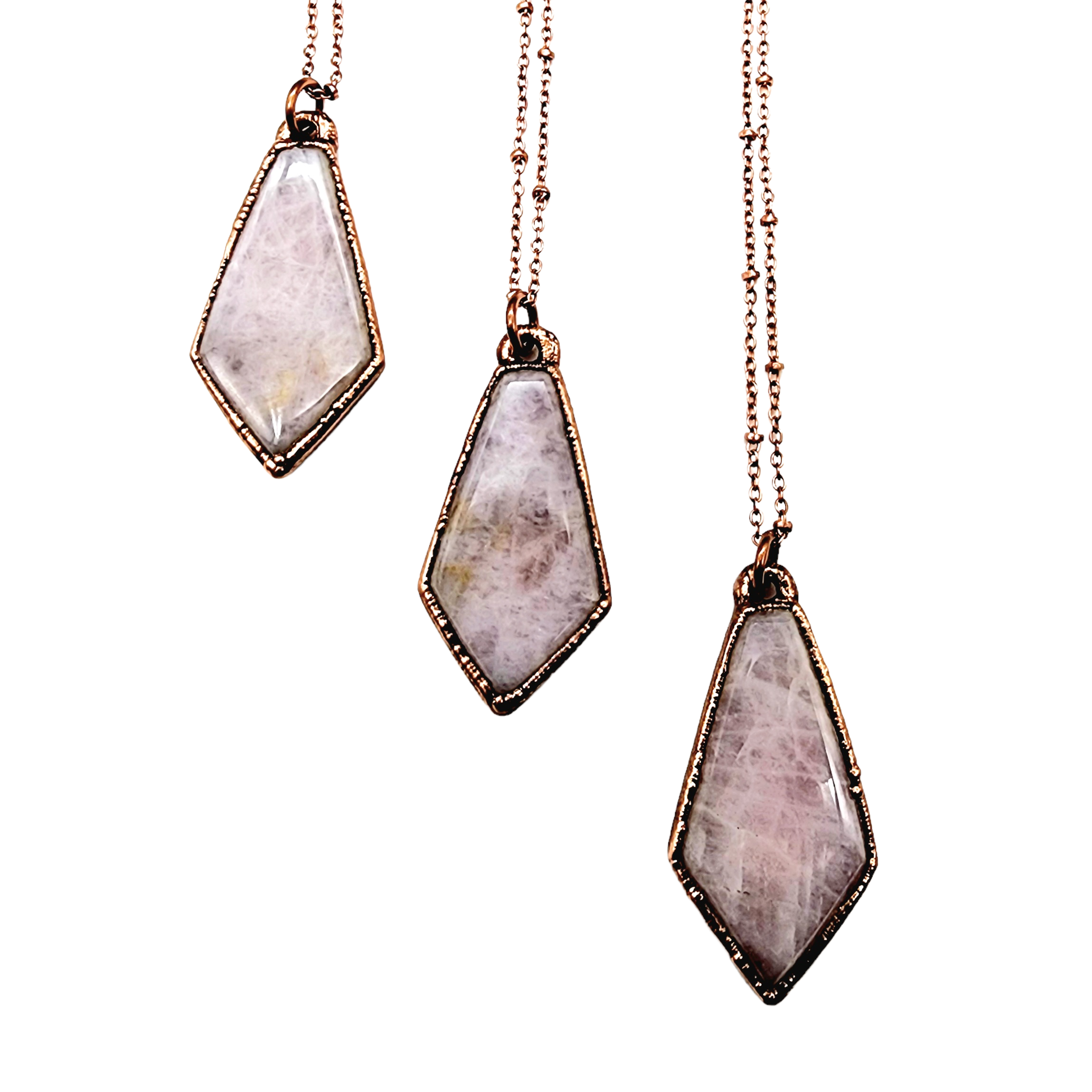 MergingMetals - Wholesale Pendant/Charm Necklace - Rose Quartz Kite Necklace // Electroformed Jewelry0