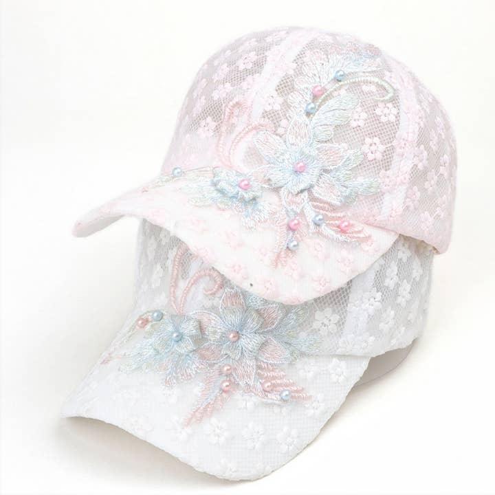 ACCITY - Wholesale Baseball Cap - Women's - Summer Lace Floral Mesh Baseball Cap CWAH1533