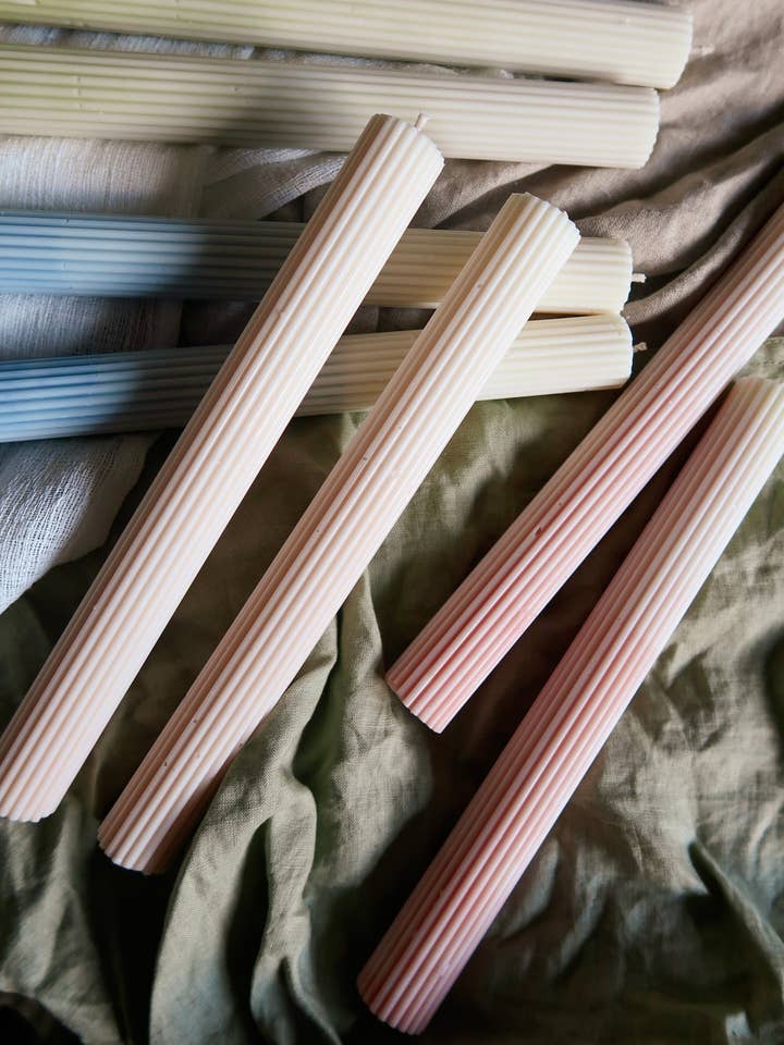 Ombre Ribbed Dinner Candles for wholesale by Valo the Candle Company