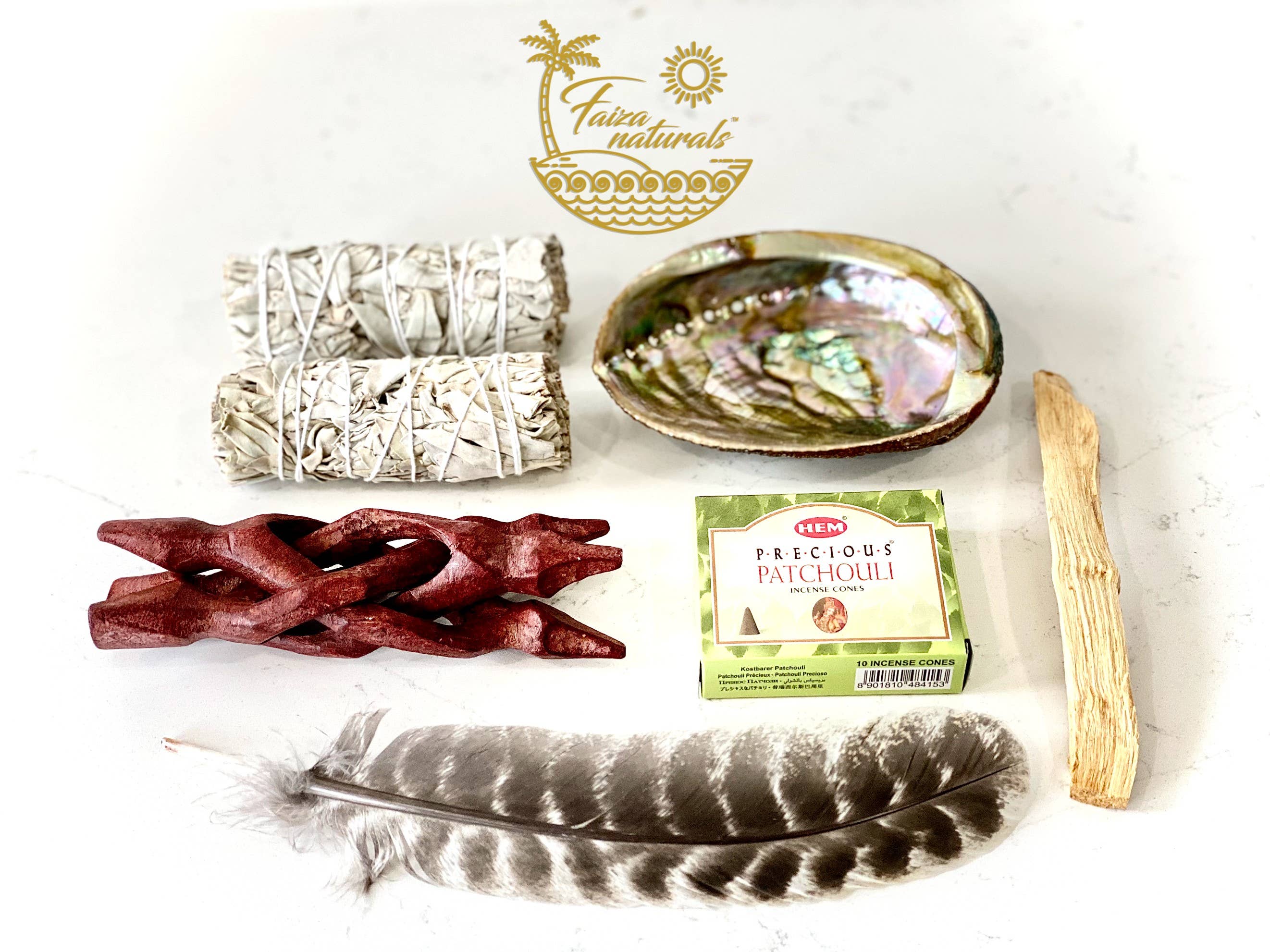 Faiza Naturals - Wholesale Sage Bundle - Feathers for Smudging6