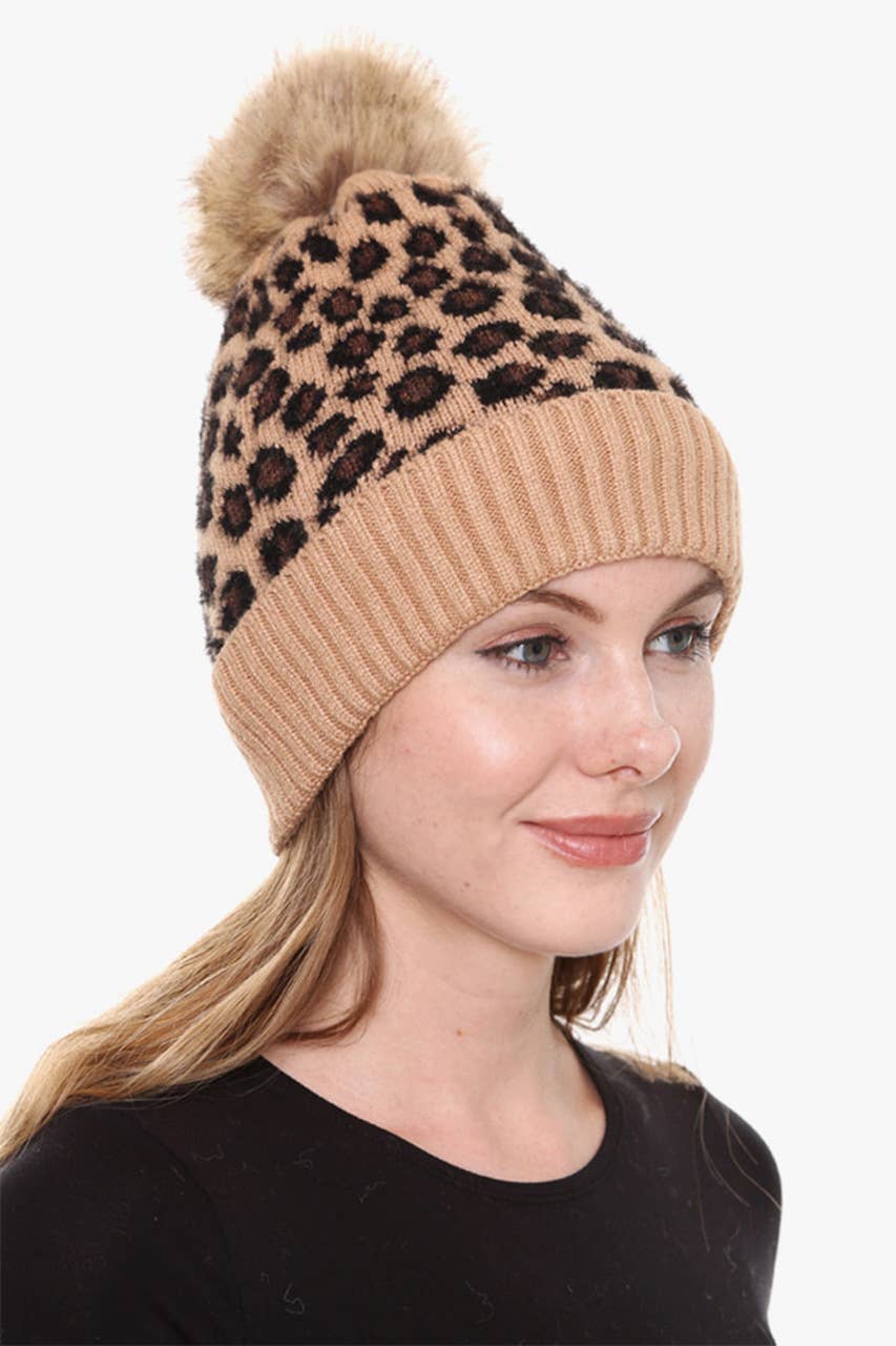 grey cable knit bobble hat