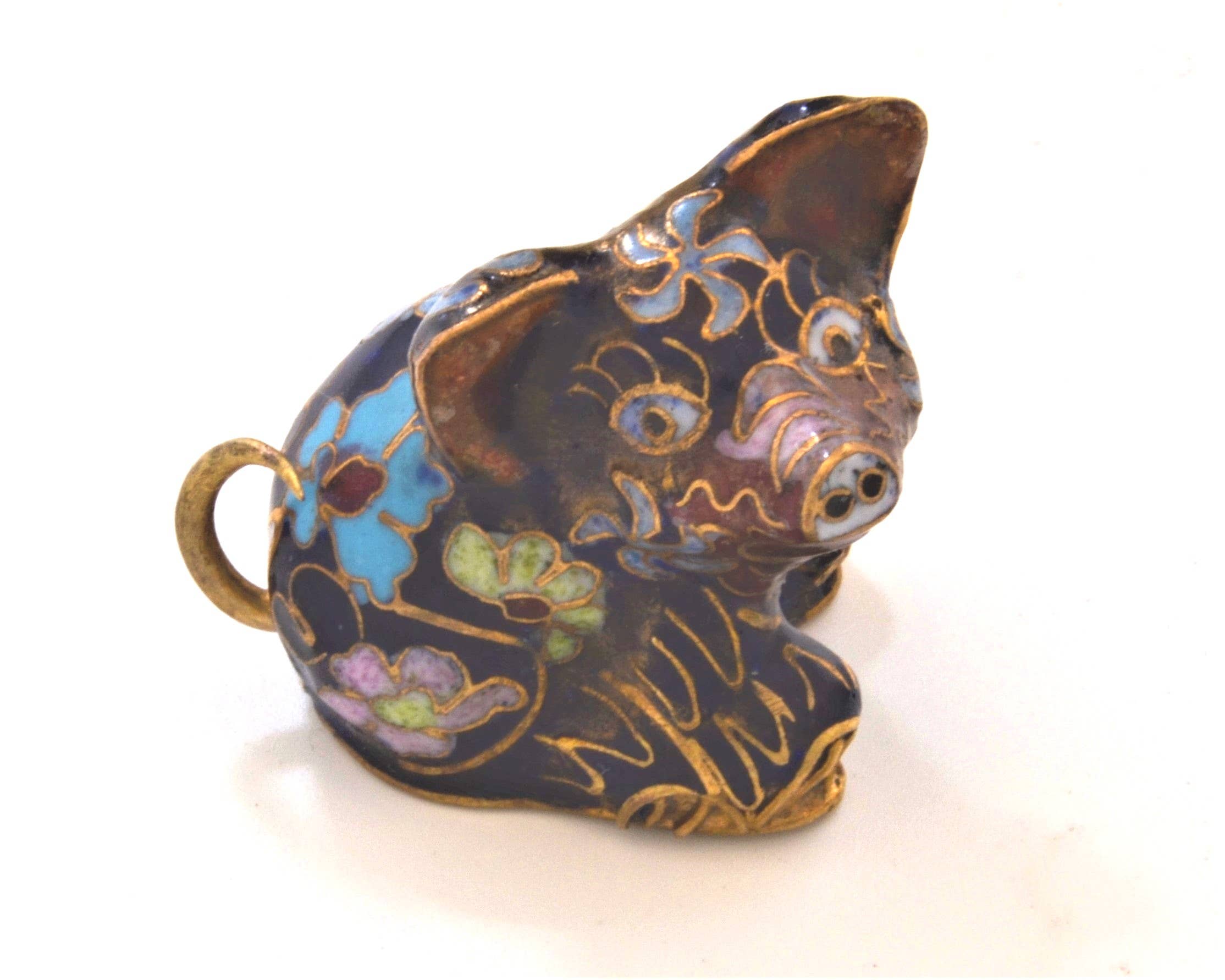 Ciel Collectables - Wholesale Decorative Figurine - Vintage Cloisonne Pig Figurine. Handmade with Floral Design0