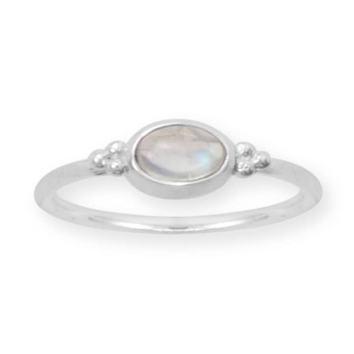 Dainty Oval Rainbow Moonstone Ring for wholesale by Silver Stars Collection