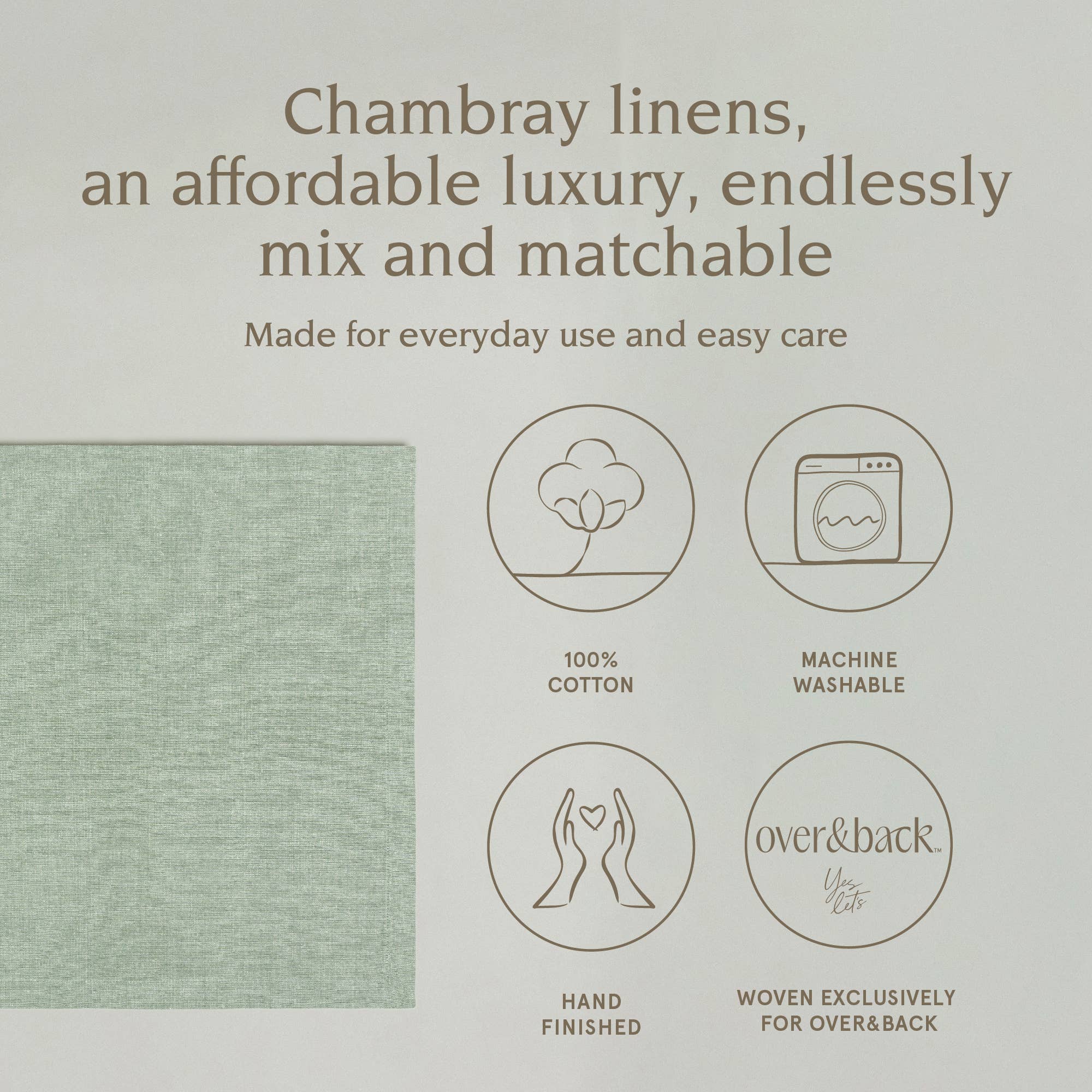 over&back - Wholesale Dinner & Cloth Napkin - Chambray Cotton Napkins – Set of 423