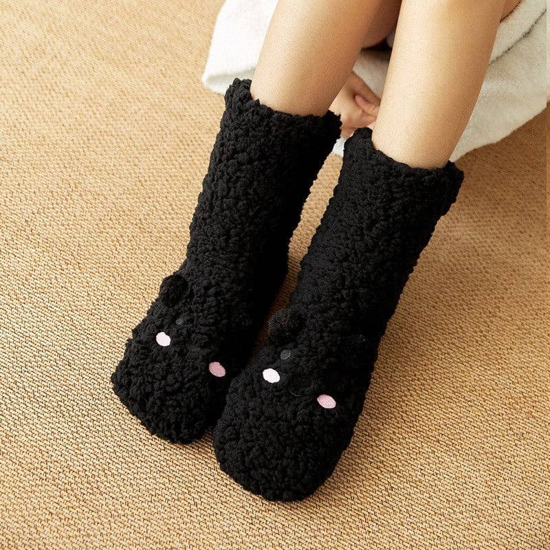 OceanusSwim - Wholesale Socks - Women's - Adults Cute Cartoon Bear Coral Fleece Thick Warm Homewear Socks0